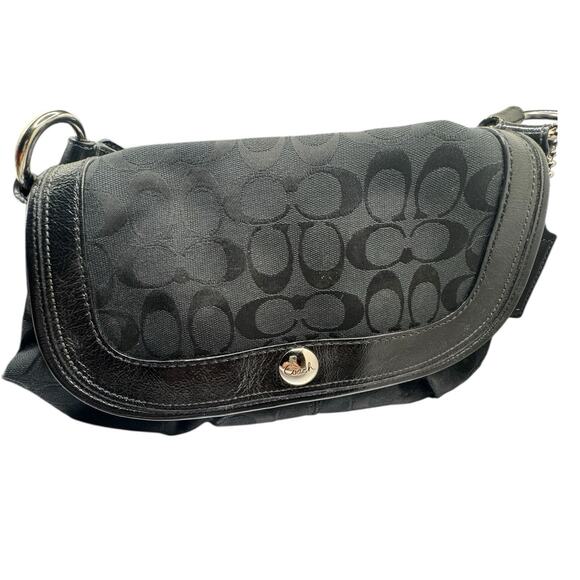 Vintage coach black signature soho shoulder bag with buckle strap Y2K Logo - Picture 2 of 8